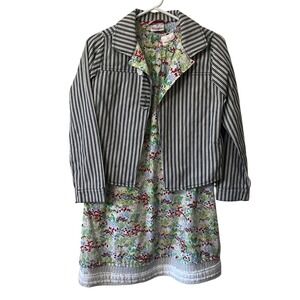 Hanna Andersson Floral Dress & Striped Jacket Set - Kid's Size 150 Youth 12